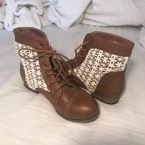 Charlotte Russe Brown Lace Ankle Boots